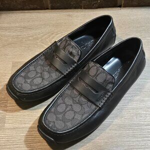 Coach Liam Driver Loafers Men's Size 11.5 D Signature Jacquard Logo & Leather